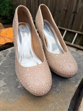Silver Slipper Women’s Blush Jeweled Heel Pumps
